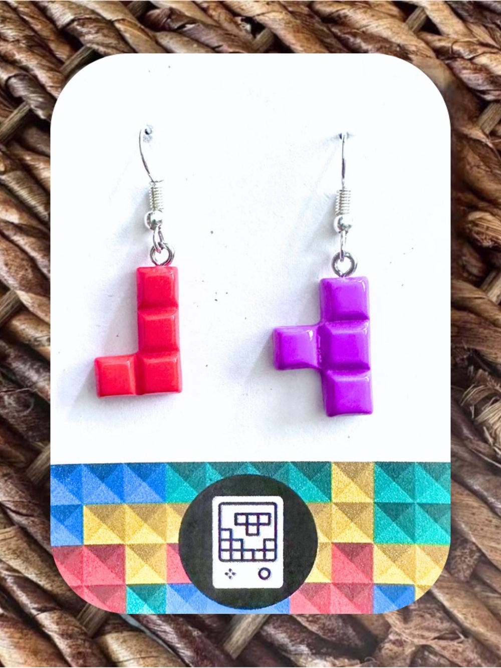 New Handmade 80s Video Game Themed Dangle Earrings